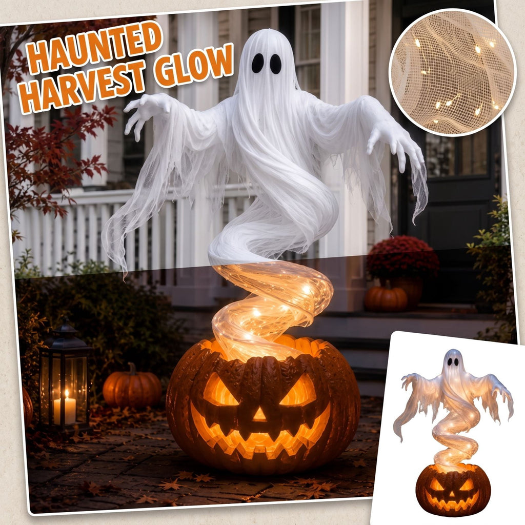 Halloween Garden Stake Lights Solar Stake Light Outdoor Solar Light Ghost Pumpkin Yard Decoration Waterproof Garden Ornament for Lawn Pathway Holiday Landscape Display