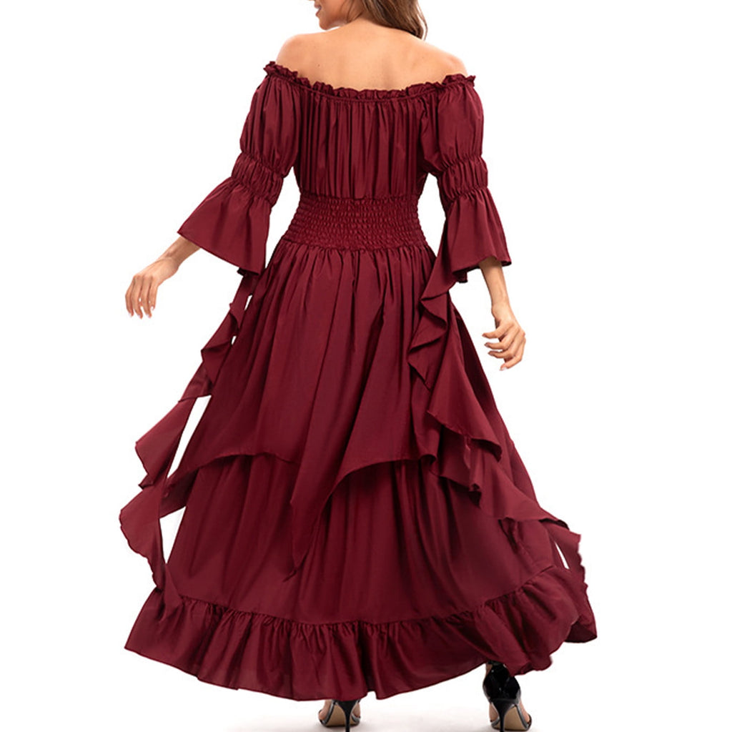 LYXSSBYX Maxi Dresses for Women Women's Long Sleeve Neck Dress Floor Length Cosplay Dress Plus Size Dress