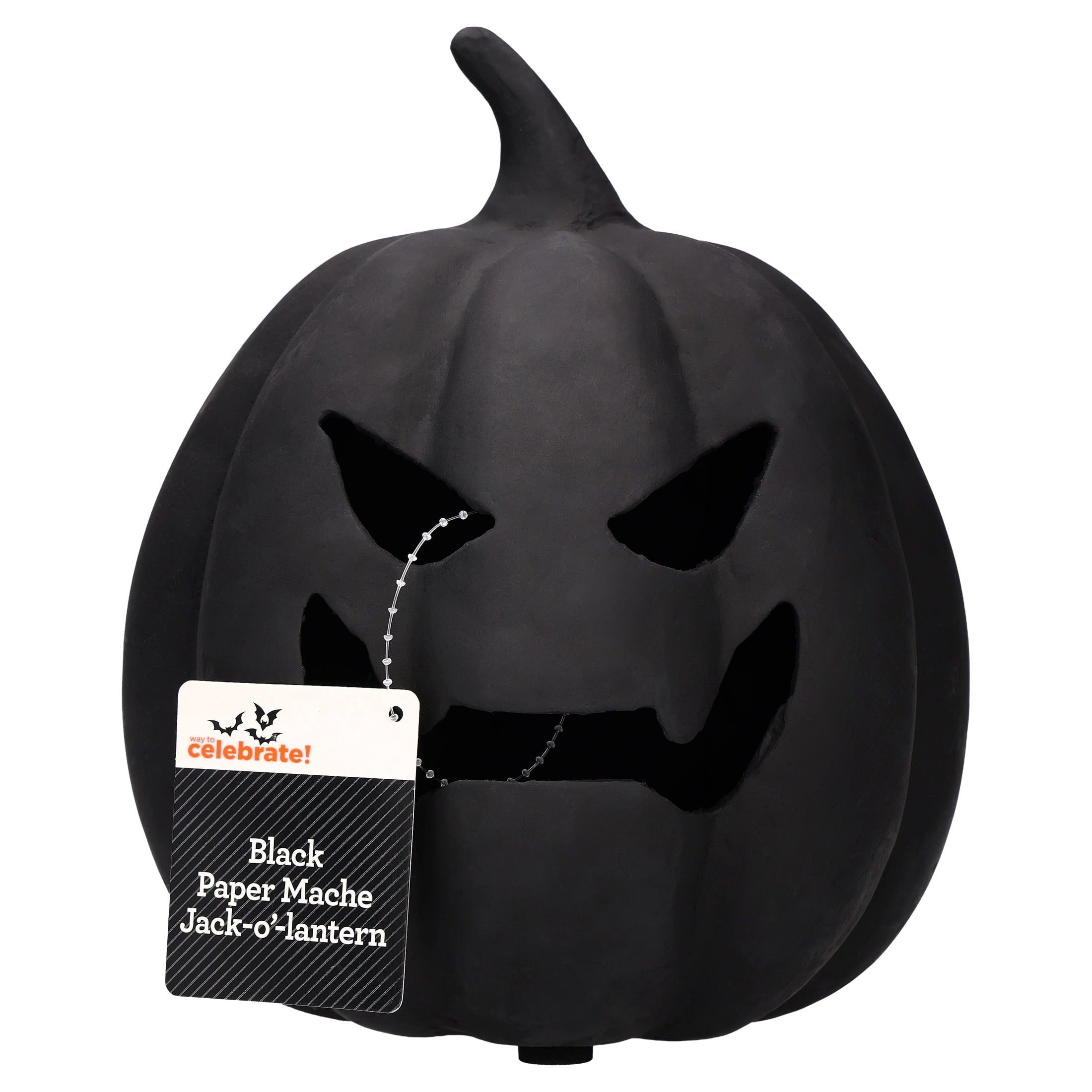 Paper Mache Jack-o'-Lantern Decoration, Black, 8.25", Halloween by Way To Celebrate