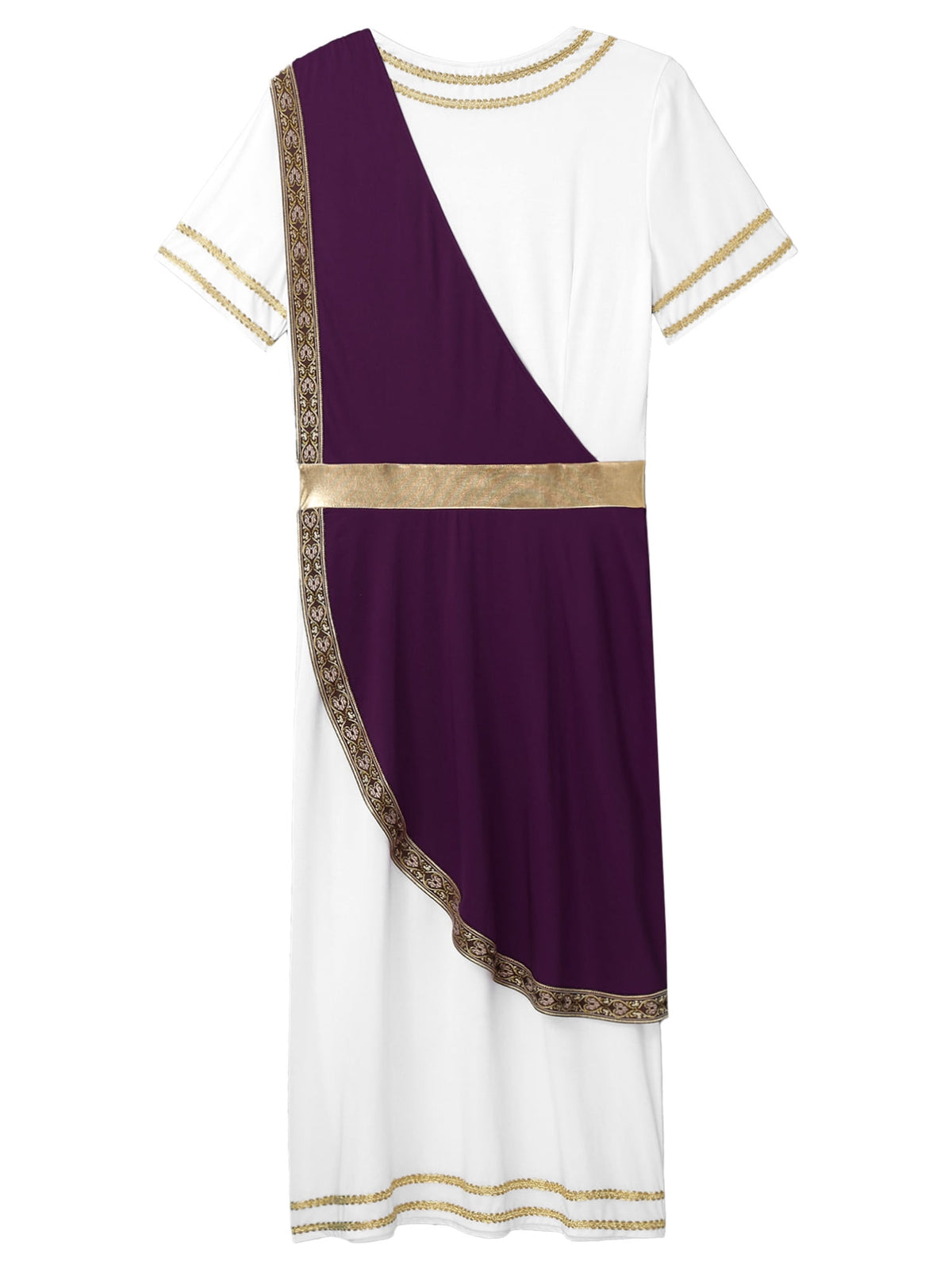 iixpin Mens Halloween Toga Robe Ancient Roman Costume Short Sleeve Greek God Tunic with Belt Yellow 3XL