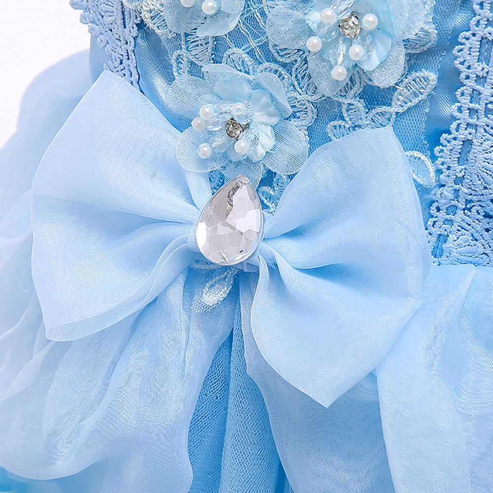 IBTOM CASTLE Little Girls Princess Halloween Cosplay Outfits for Kids Party Fancy Dress up Long Evening Gown 4-5 Years Cinderella Blue
