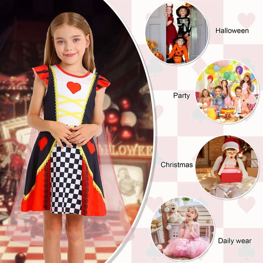 Benylion Girls Ice Princess Dress Halloween Cosplay Costumes With Tulle Cape Kids Birthday Party Dress up Outfit for 7-8 Years