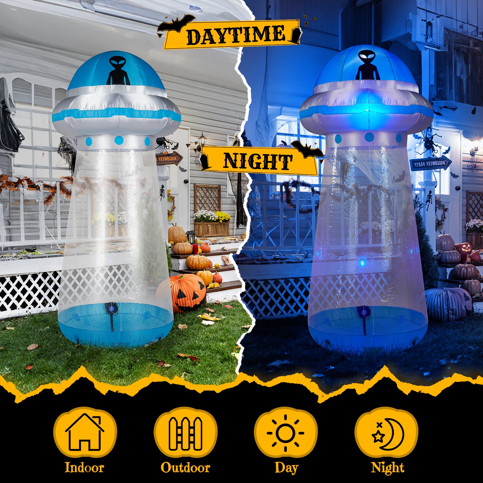 UBesGoo 9 ' Halloween UFO Outdoor Halloween Inflatables for Patio Garden Photo Shoot
