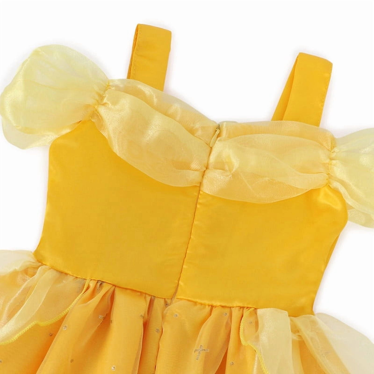Jurebecia Princess Dress for Girls Costume Kids Off Shoulder Layered Toddler Halloween Cosplay Birthday Party Outfit up Yellow 120 cm 5-6 Years