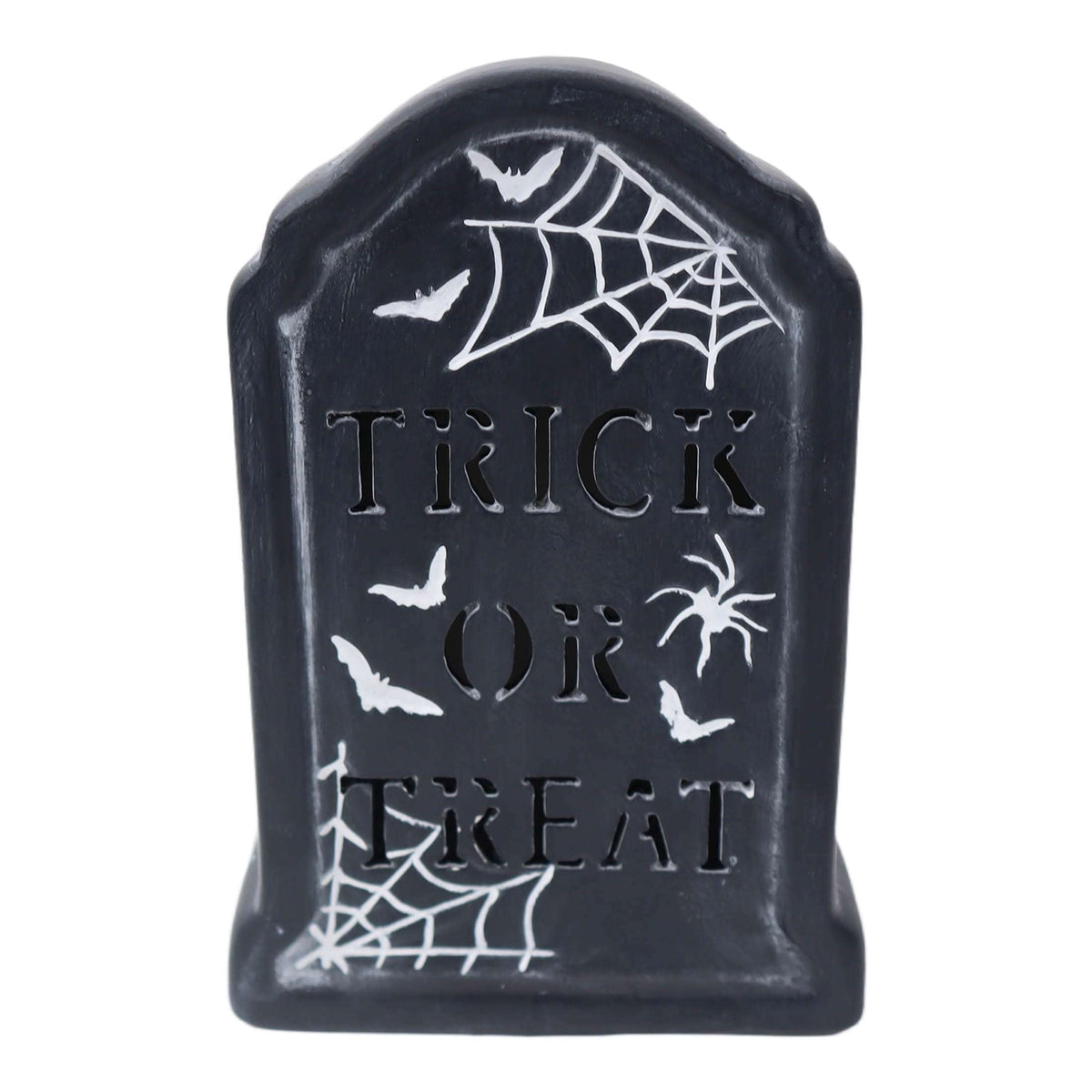 Ceramic Trick or Treat Tombstone Decoration, Black and White, 7", Halloween by Way To Celebrate