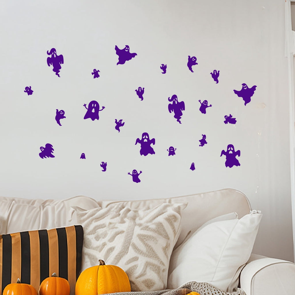 Vinyl Wall Decal - Halloween Ghost Pattern 16" x 30" - Halloween decoration, Seasonal Decor - Teens, Adults, Indoor, Outdoor, Wall, Door, Window, Living Room, Office