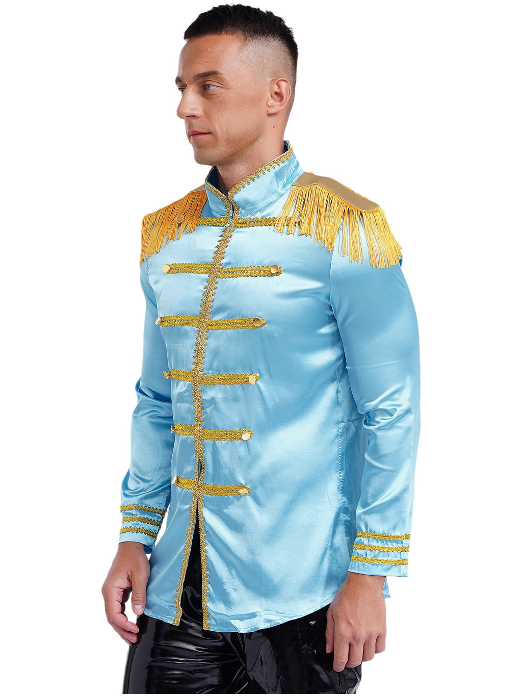 Eandarui Men's Halloween SGT Sergeant Pepper Costume Jacket Fancy Dress Hippie Music Star 1960s Shirt Red M