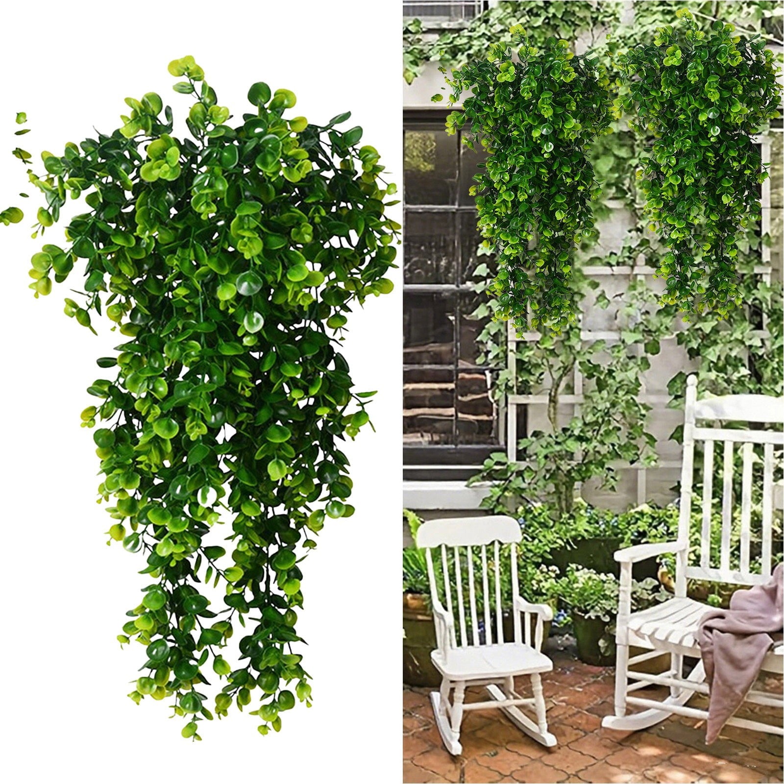 2-Pack Fake Hanging Plants, Faux Hanging Plant Artificial Greenery for Living Room Bedroom Boho Wall Shelf Indoor Outdoor Decor Artificial Hanging Plants