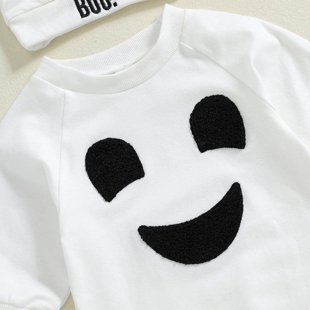 WIBACKER Halloween Cotton Newborn Baby Boy Girl Ghost Outfit Infant Long Sleeve Romper with Hat Set Baby Boys' Costumes