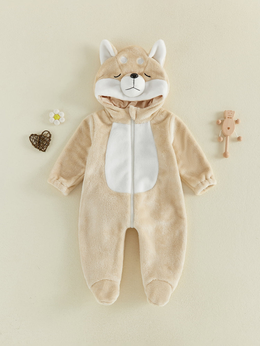 RUINIXCW Kids Toddler Baby Halloween Animal Costume Infant Cute Frog Dog Costume Baby Boy Girl Fall Winter Clothes Warm Flannel Footed Romper Casual Zipper Hooded Footie Jumpsuit