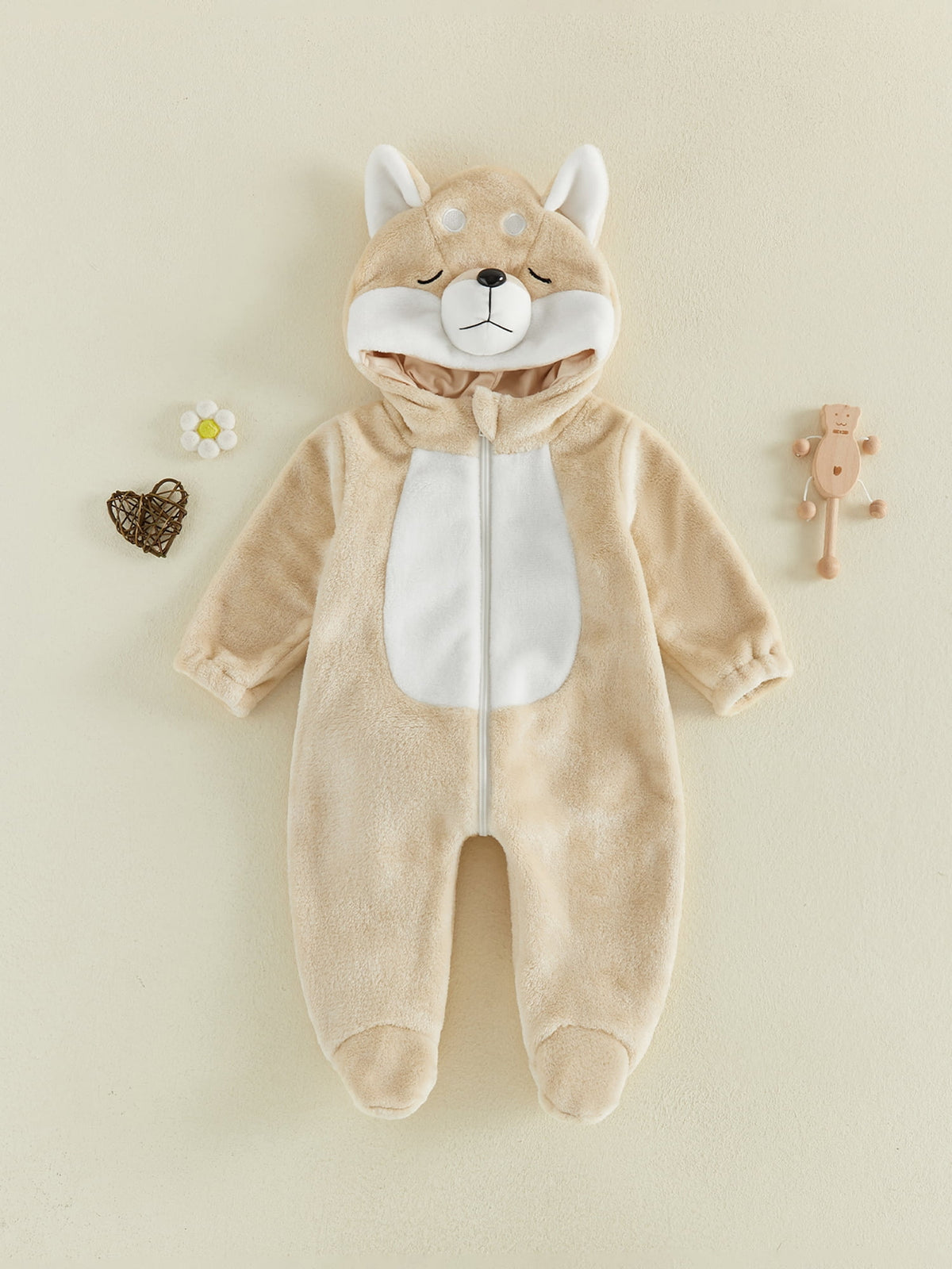 RUINIXCW Kids Toddler Baby Halloween Animal Costume Infant Cute Frog Dog Costume Baby Boy Girl Fall Winter Clothes Warm Flannel Footed Romper Casual Zipper Hooded Footie Jumpsuit