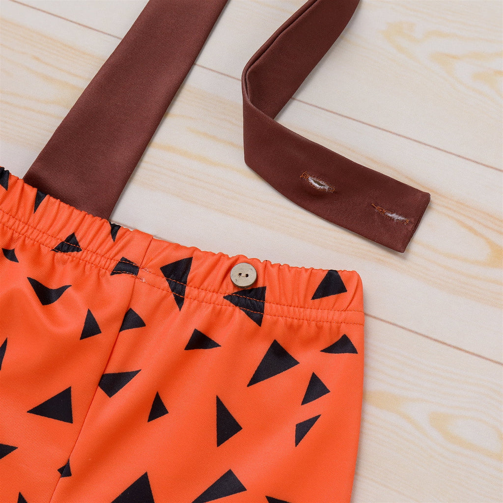 Kids Baby Bam Bam Costume Flintstone Costume Caveman Cavegirl Historical Stone Age Themed Birthday Outfit for Girls Boys Halloween Cosplay Dress Up Photo Shoot 2-3 Years Girl - Orange