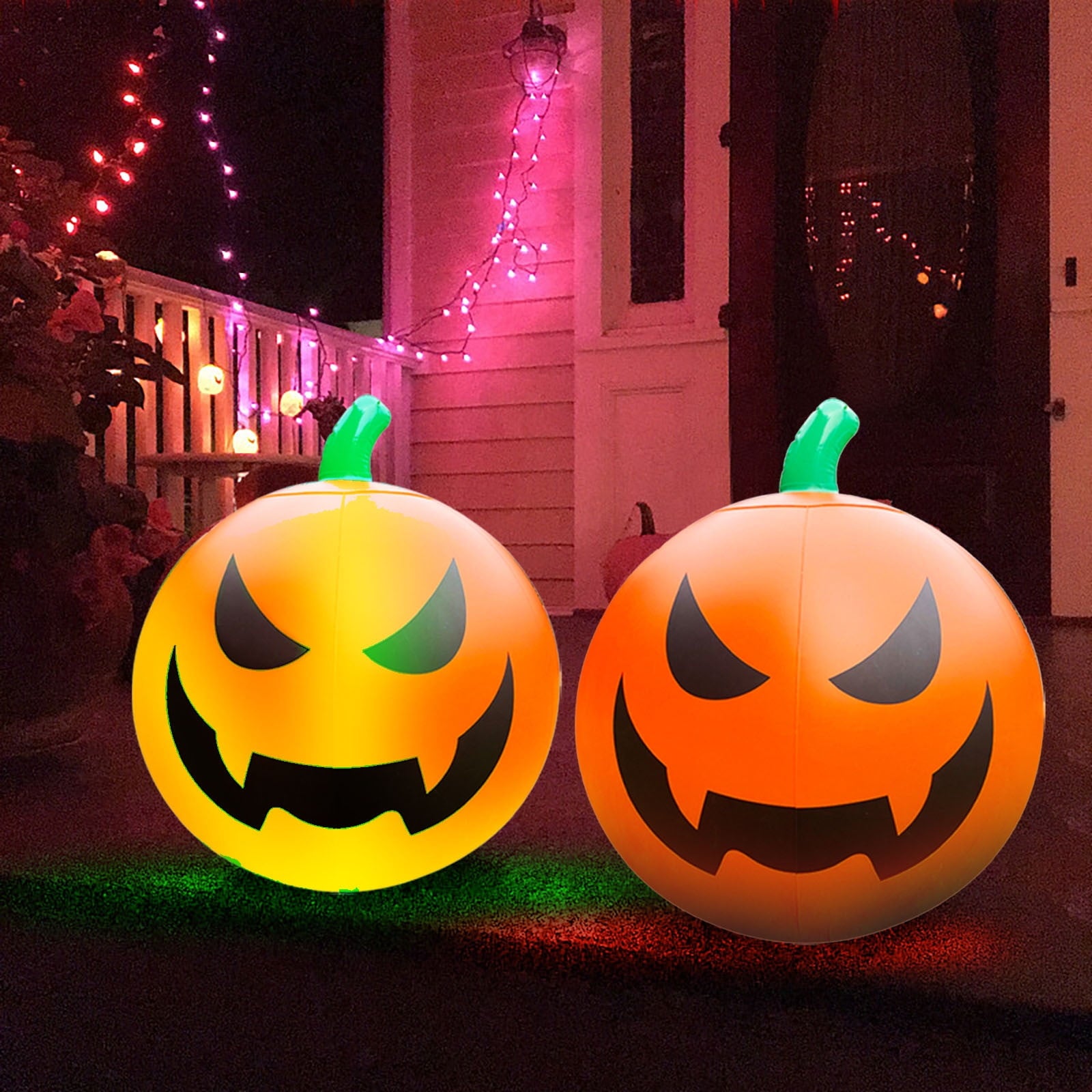Sruoe Halloween Remote Control Luminous Inflatable Lantern Ball, 23.58In LED Color Changing Inflatable Ball Ornament for Patio Wall Tree Indoor Outdoor Party Decoration Halloween Inflatables