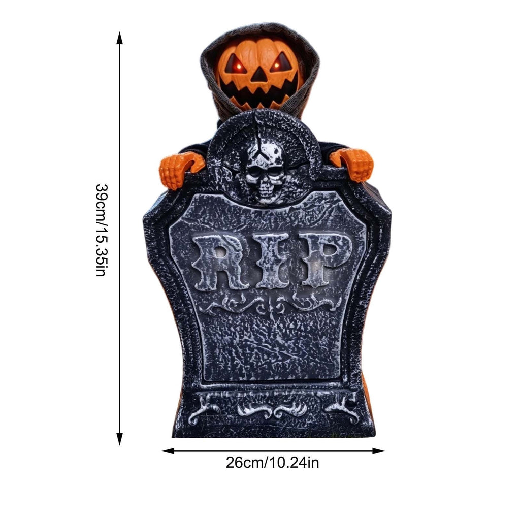 EWASWON Halloween Animated Tombstone, Motion Activated Gravestone with Rising Skeleton, Glowing LED Eyes & Scary Sounds, Outdoor Yard Decoration