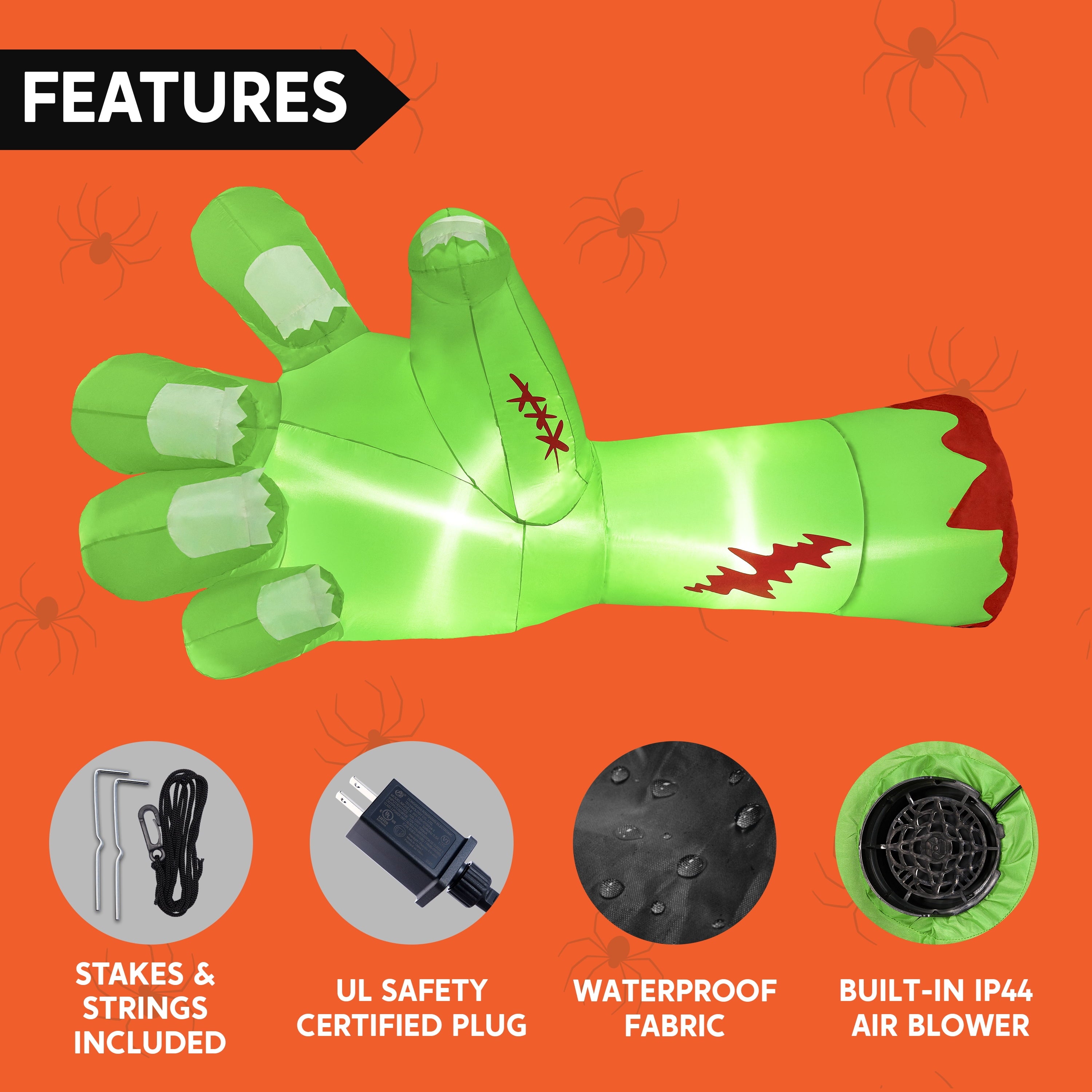 Joyfy 5.5ft Halloween Inflatables Long Light Up Skeleton Ground Breaker Halloween Inflatables Outdoor Decorations,Blow up Halloween Yard Decorations
