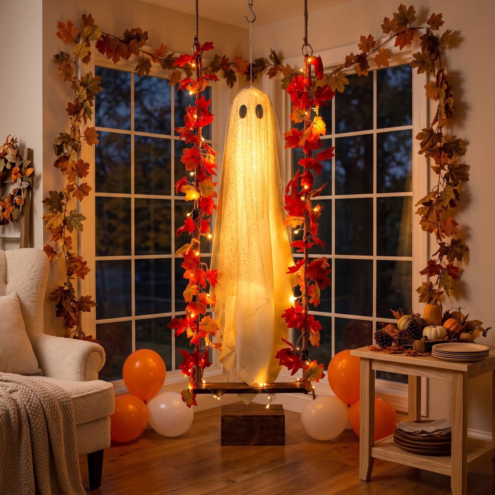 Halloween Decorations Clearance! Cute Kissing‑Face Witch Statue With Bow Hat & Mesh Skirt, Tabletop Ornament for Shelf Indoor Home Halloween Decor