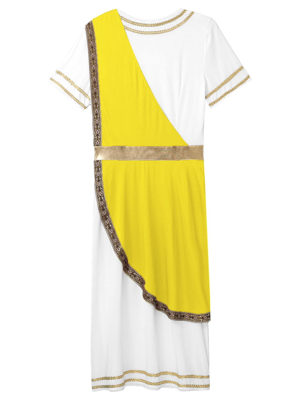 iixpin Mens Halloween Toga Robe Ancient Roman Costume Short Sleeve Greek God Tunic with Belt Yellow 3XL