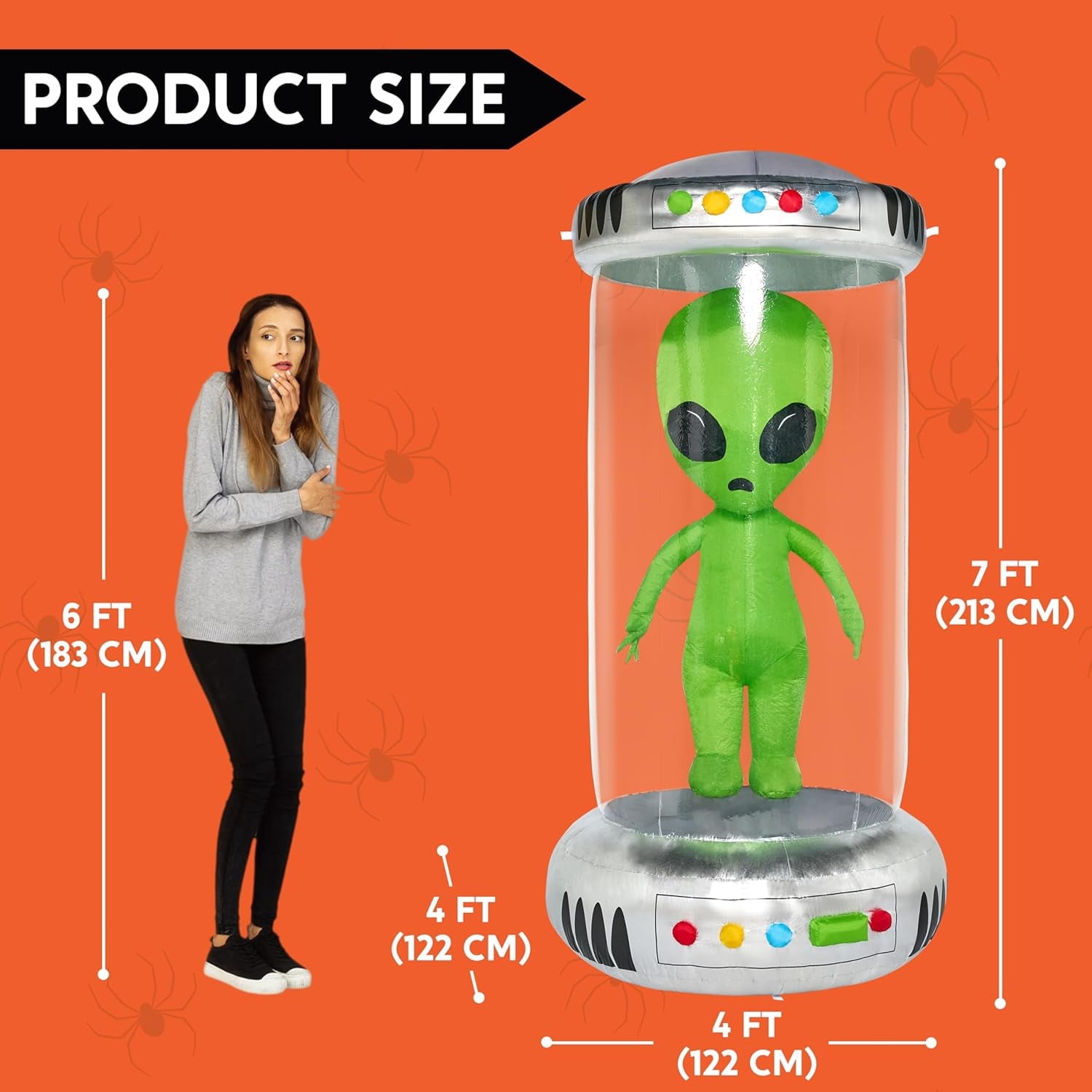 Joyfy 9 ft Halloween Inflatable Giant Alien Decoration with Built-in LEDs,Alien Halloween Decorations Outdoor Blow Up Yard Lawn Decoration