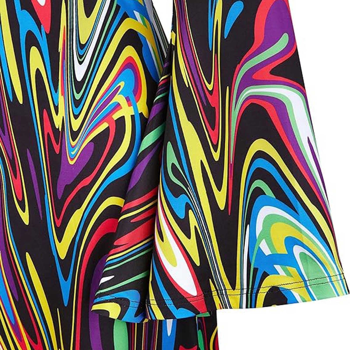 Wensltd 70s Disco Outfit Women Halloween Dress Costume Hippie Clothes Long Sleeve V Neck