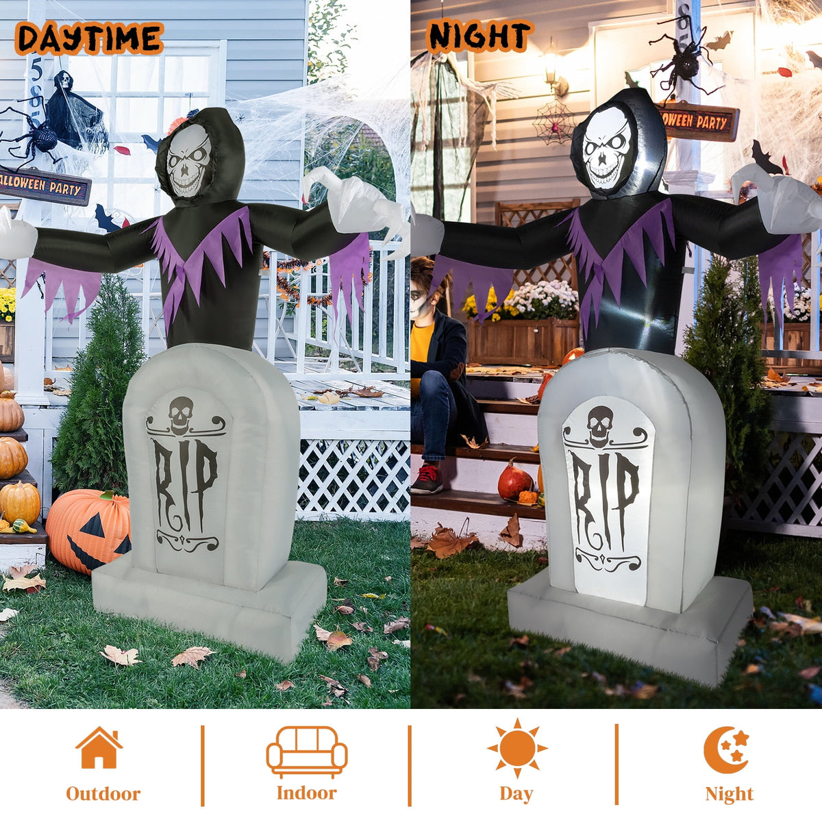 UBesGoo Inflatable Halloween Decoration 6 FT Reaper for Halloween Party Outdoor, Yard, Garden, Lawn Decorations