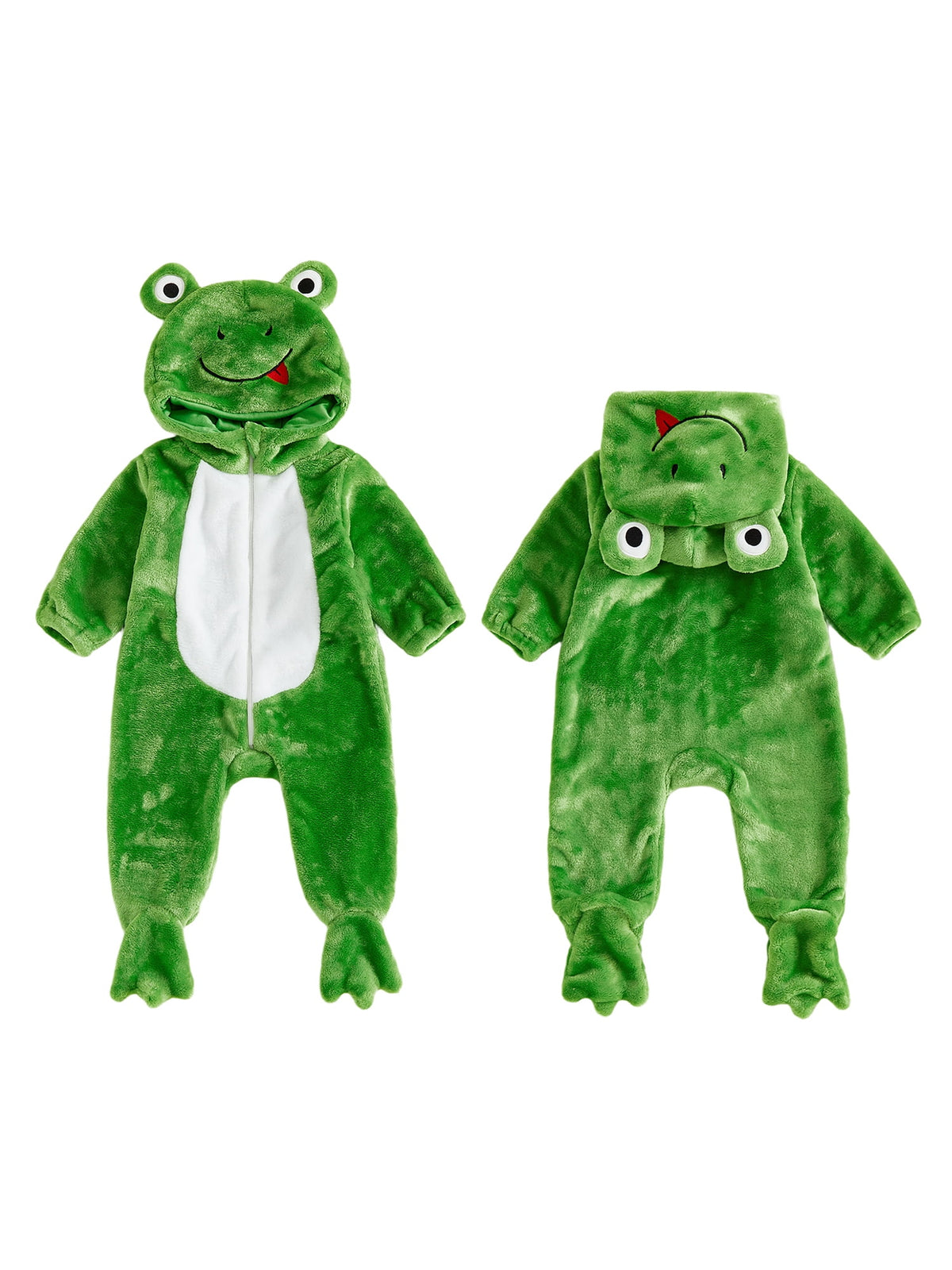RUINIXCW Kids Toddler Baby Halloween Animal Costume Infant Cute Frog Dog Costume Baby Boy Girl Fall Winter Clothes Warm Flannel Footed Romper Casual Zipper Hooded Footie Jumpsuit