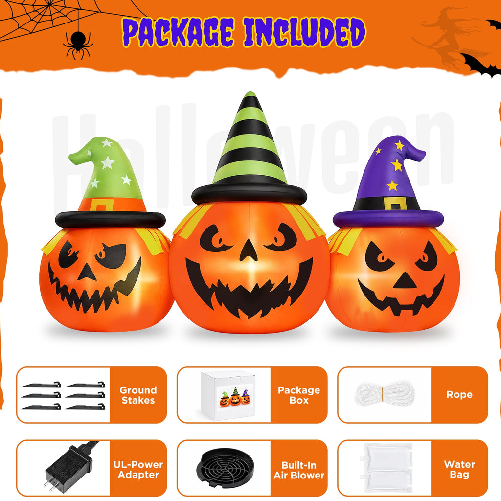 Firstness 6FT Halloween Inflatable Pumpkins Decorations with LED Lights, Halloween Blow Ups Decoration for Home Party