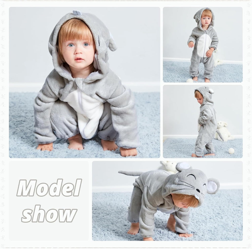 WIBACKER 0-3T Unisex Baby Animal Costume Winter Autumn Flannel Hooded Romper Christmas and Halloween Panda Cosplay Jumpsuit
