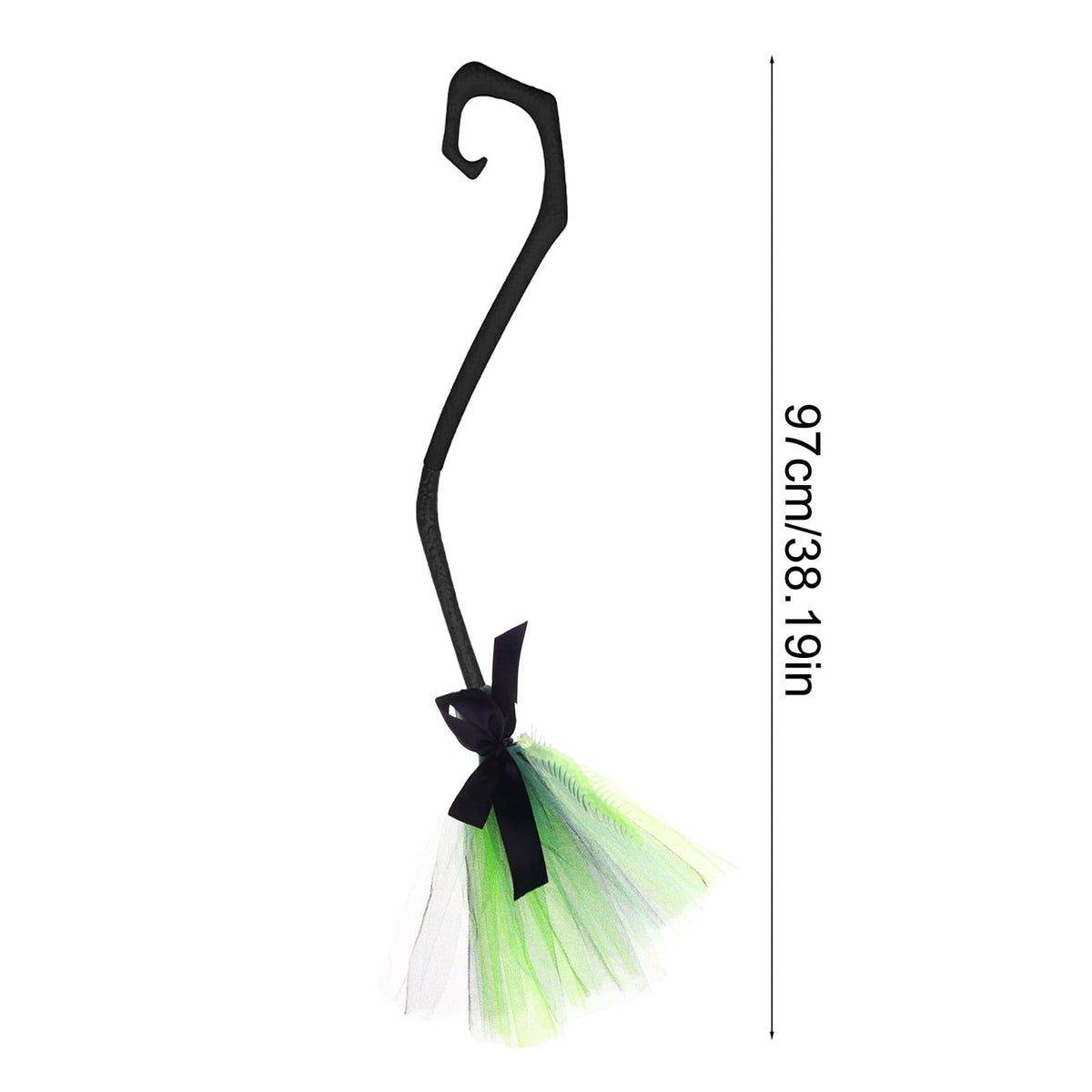 Halloween Witch Broom Cane with Ribbons, 38.2" Witches Broomstick for Wizard Costume Party, Photo Booth Accessory Stage Prop, Halloween Decoration, D