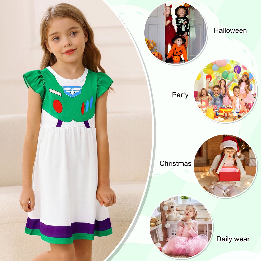 Benylion Cowgirl Costume for Girl Summer Dress Western Dress Up Outfit for Kids Halloween Cosplay Party Dresses Ruffle Sleeve for 5-6 Years