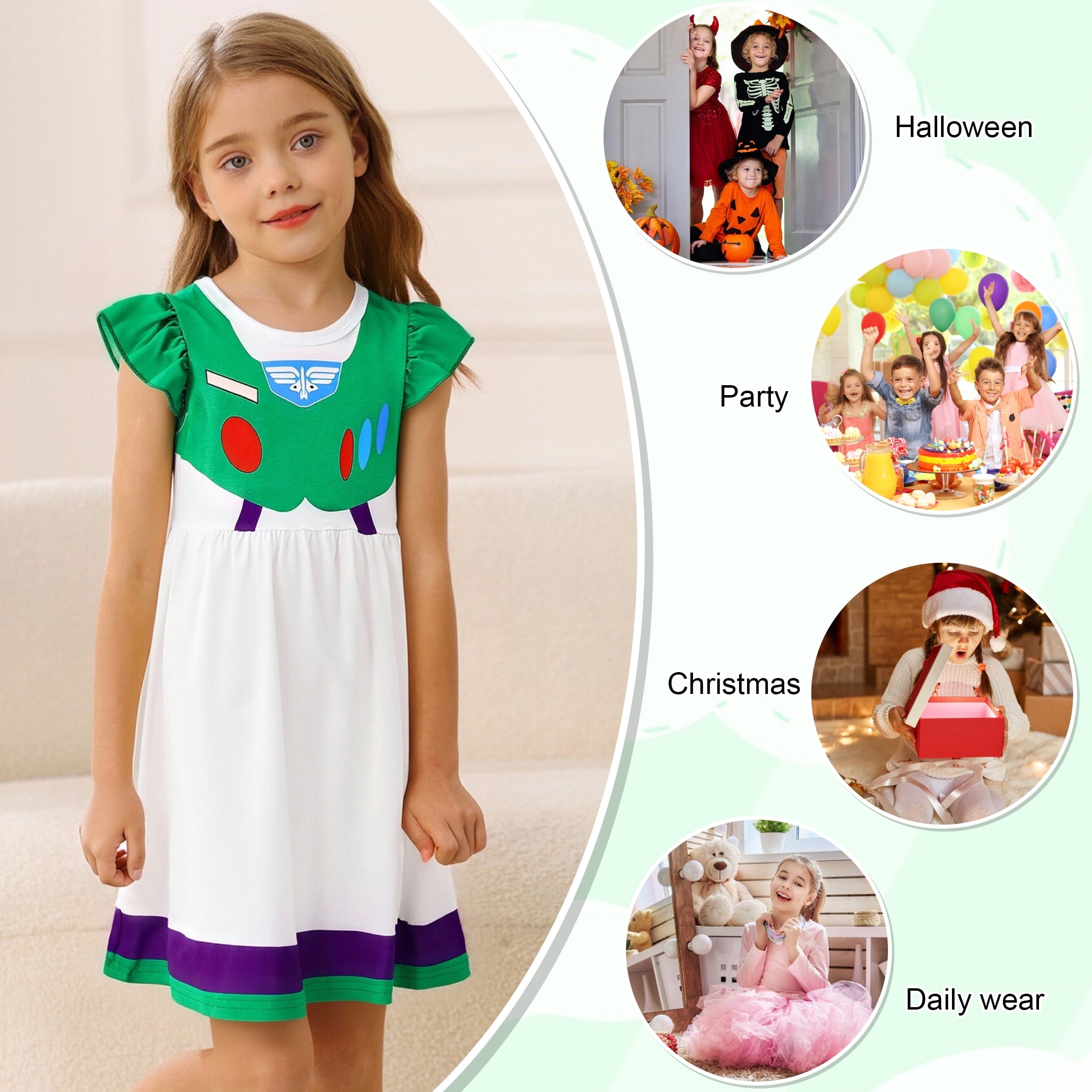 Benylion Cowgirl Costume for Girl Summer Dress Western Dress Up Outfit for Kids Halloween Cosplay Party Dresses Ruffle Sleeve for 5-6 Years