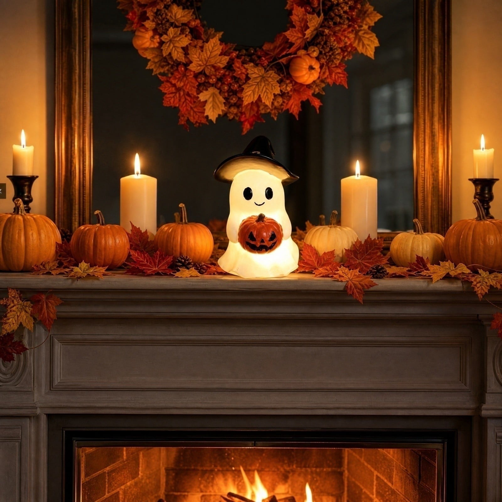 Halloween Decorations, Ghost Resin Crafts Ornaments, Alloween Decoration for Porch Yard Patio Indoor Decor Fall Autumn Home Shelf Mantel Ornament