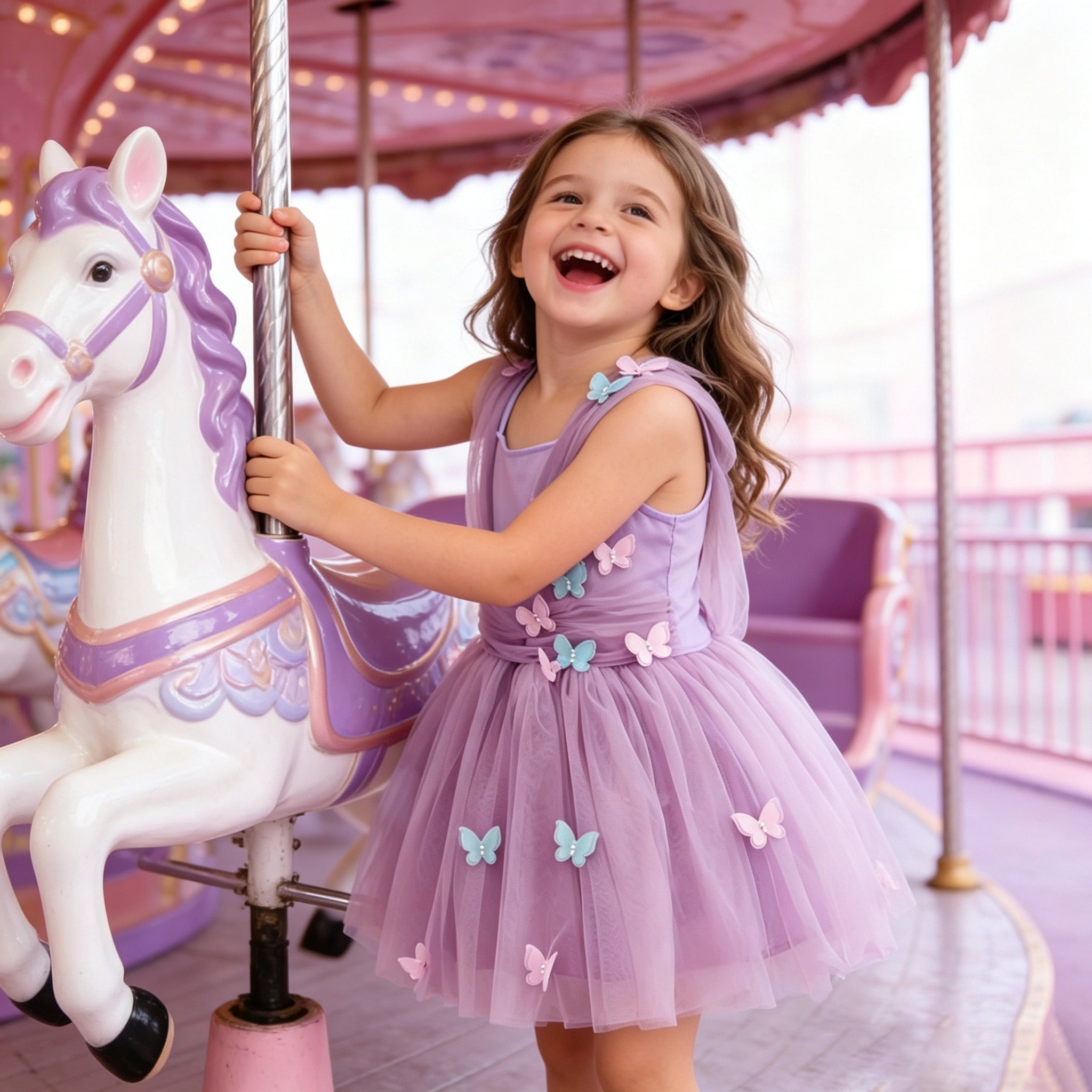 CZKHPTY Girls 3D Butterfly Fairy Tutu Dress, Whimsical Garden Princess Pretend Play Fancy Outfit, Sizes 3-4Y