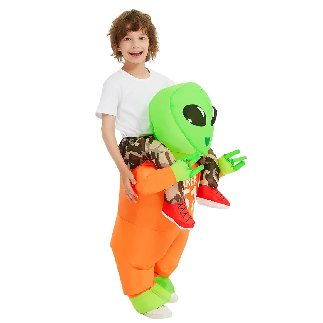 GOOSH 55 inch Kids Alien Halloween Inflatable Costume, Inflatable Alien Costume Alien Blow up Costumes for kids, Funny Boys Girls Unisex Blow Up Halloween Costumes for Holiday Party Cosplay