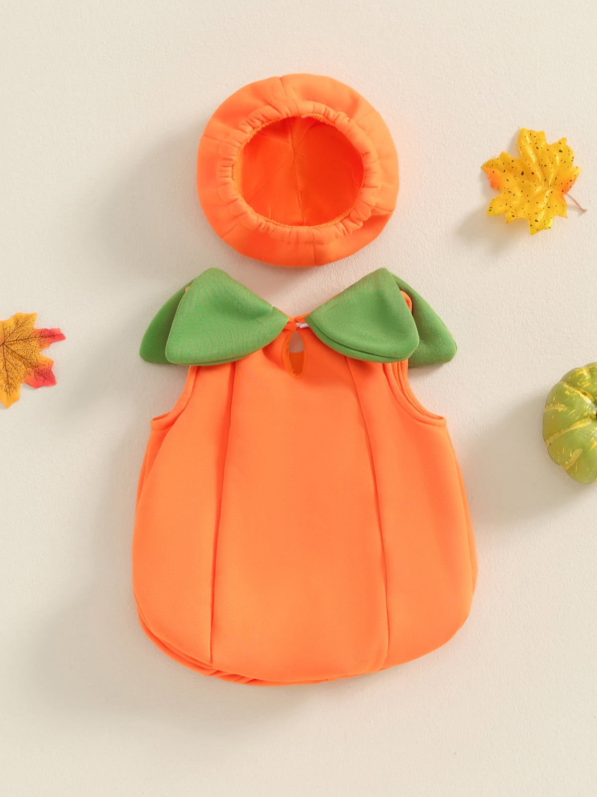 RUINIXCW Toddler Baby Girl Boy Halloween Pumpkin Costume Newborn Infant Baby Fall Halloween Outfit Sleeveless Top Hat Cosplay Party Dress Up Clothes