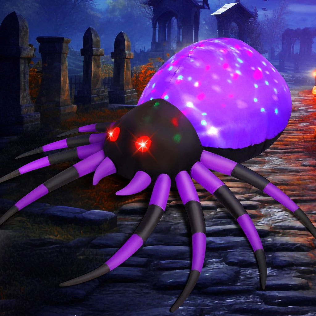 GOOSH Halloween Inflatable 5 FT Halloween Spider Inflatable, Inflatable Halloween Spider Halloween Blow Up Spider with LED Lights, Outdoor Halloween Decorations Clearance for Halloween/Holiday/Party