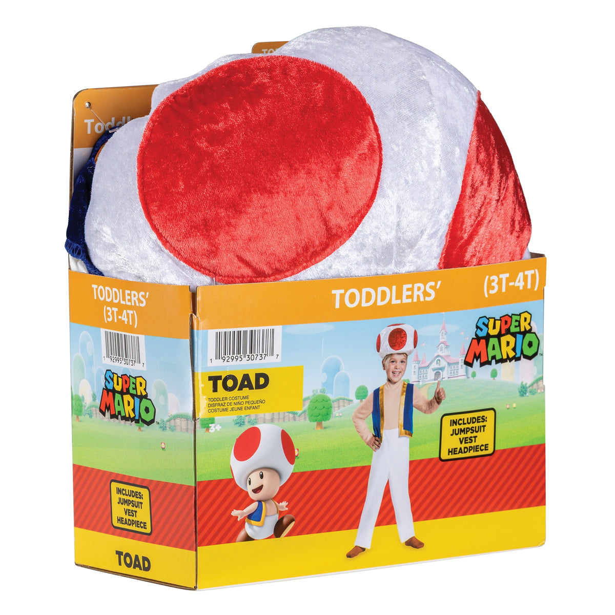 Nintendo Super Mario Bros. Toad Halloween Costume for Children, Toddlers Size 3T-4T, by Disguise
