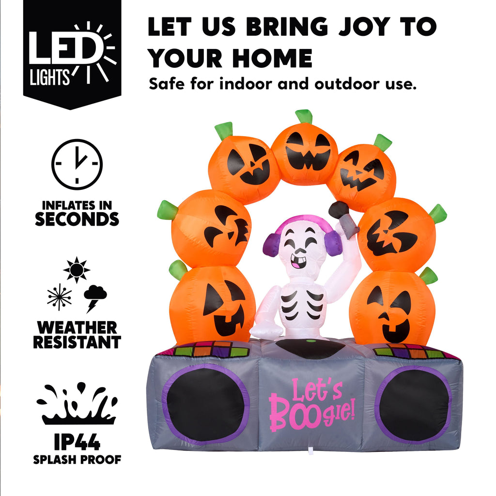 Joyfy 5Ft Halloween Inflatable Pumpkin Ghost with Colorful LED Lights,Halloween Blow Up Cute Decor for Indoor Outdoor Holiday Yard Decoration