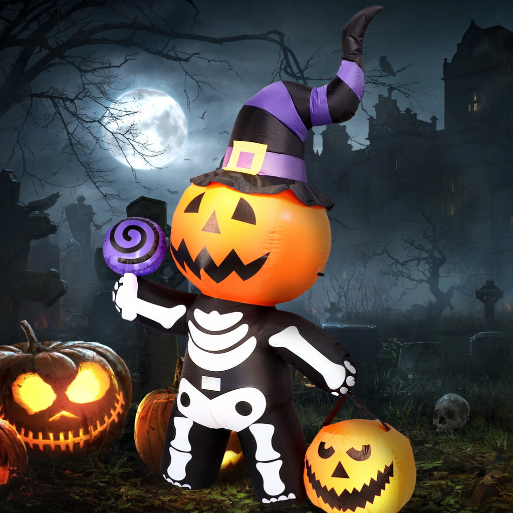 6 FT Halloween Inflatables Stacked Pumpkins Ghost with Build-in LEDs for Porch,Halloween Pumpkin Decor Blow up Yard Decorations