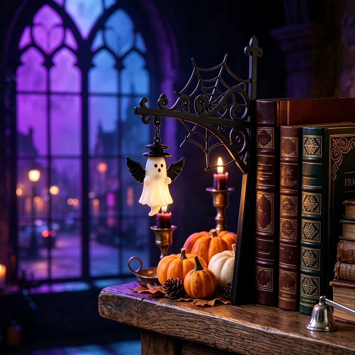 Halloween Ghost Library Lantern Decorative Bookshelf Lighting, Reading Book Shelf Lights for Study Reading Corner Home Library Gift for Book Lovers Bookworms