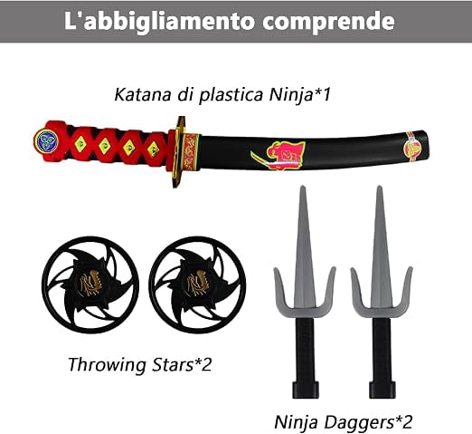 skyllc Ninja Costume Kids, Boys Ninja Costume with Accessories for Halloween Christmas Carnival Birthday Party,Size L