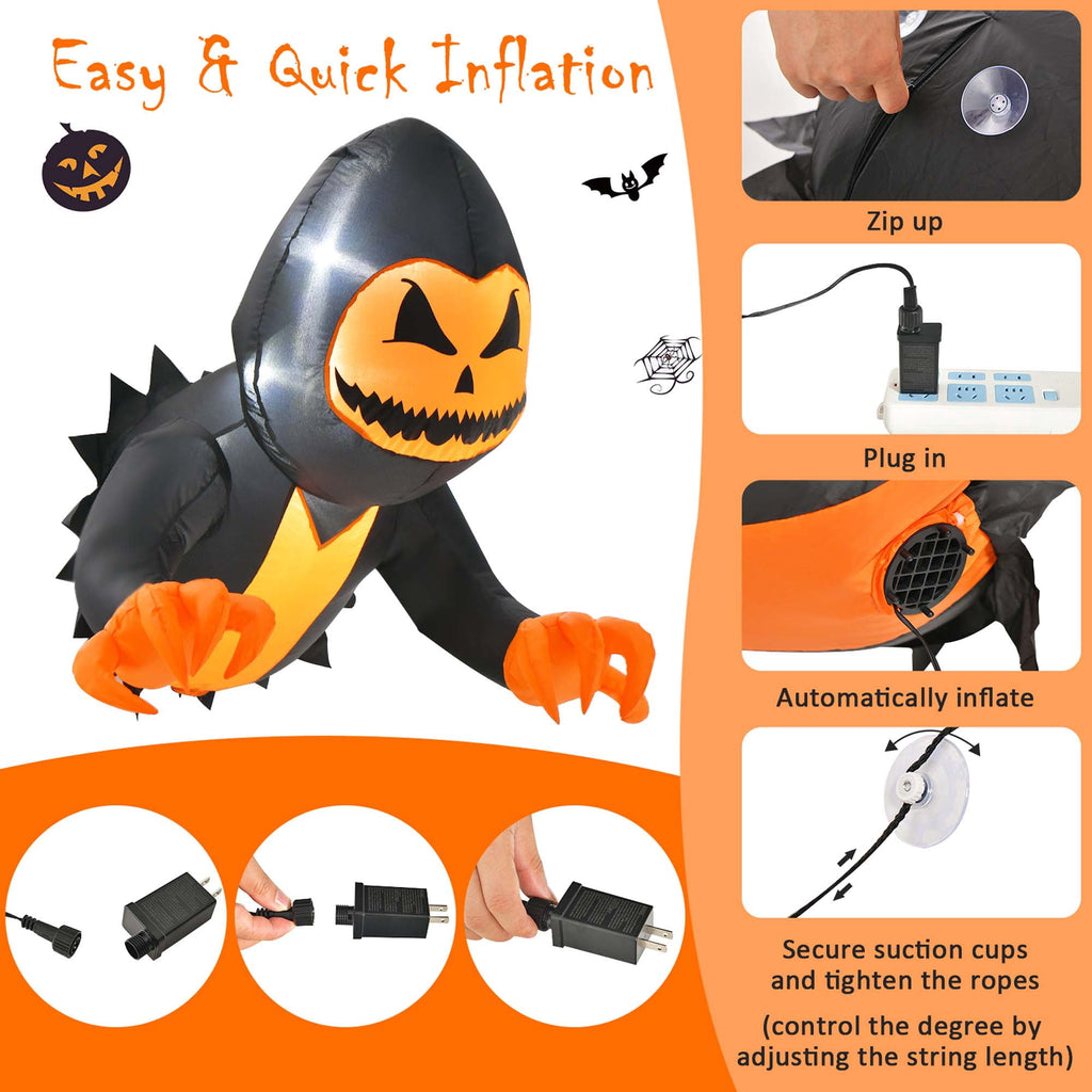 Costway 3.3 FT Halloween Inflatable Pumpkin Head Ghost Broke Out from Window