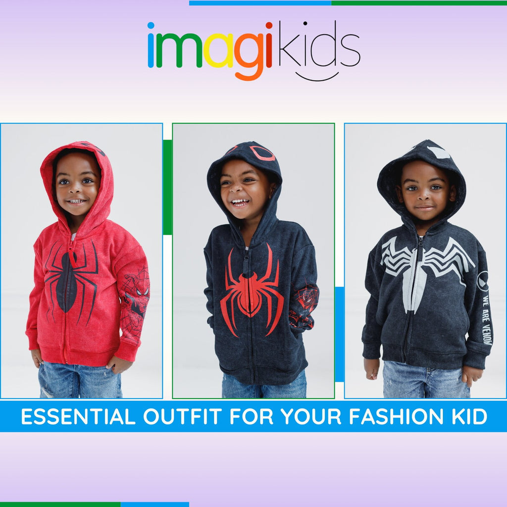 Marvel Spider-Man Little Boys' Cosplay Fleece Zip-Up Hoodie Miles Morales Black