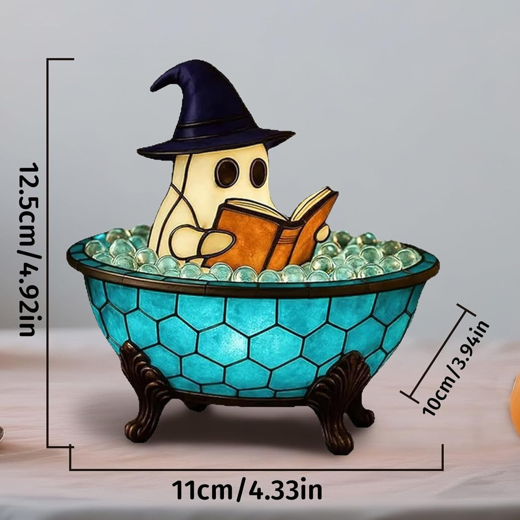 Clearance Halloween Ghost Bubble Bath Lamp, Cute Bathtub Ghost Night Lights for Halloween Decor, Reading Books Nightlight, Halloween Decorations for Indoor Readers & Book Lover Desk Home Party Gifts