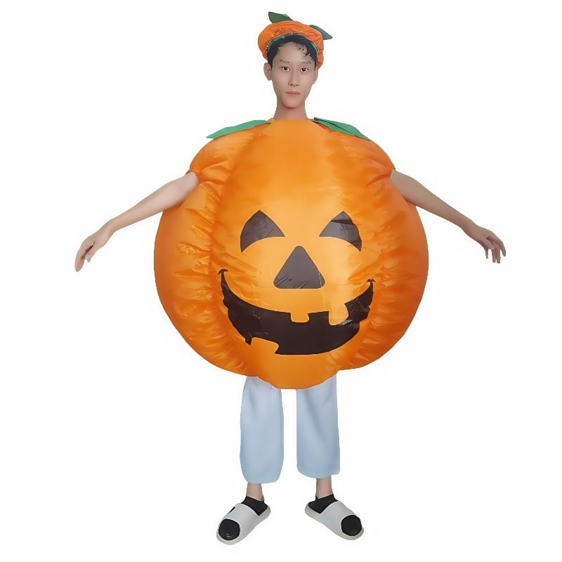 Halloween Inflatable Pumpkin Costume Novelty Round Inflatable Pumpkin Party Party Character Dress Up Props Adult Men And Women,Height 59"–74.8",Pumpkin
