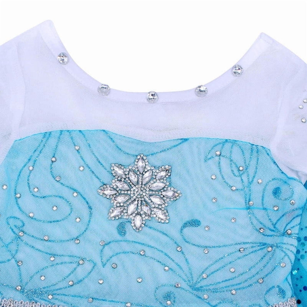 Jurebecia Princess Dress for Girls Birthday Party Blue Costume up Toddlers Kids Christmas Halloween Cosplay Clothes with Accessories 6T(5-6Years)