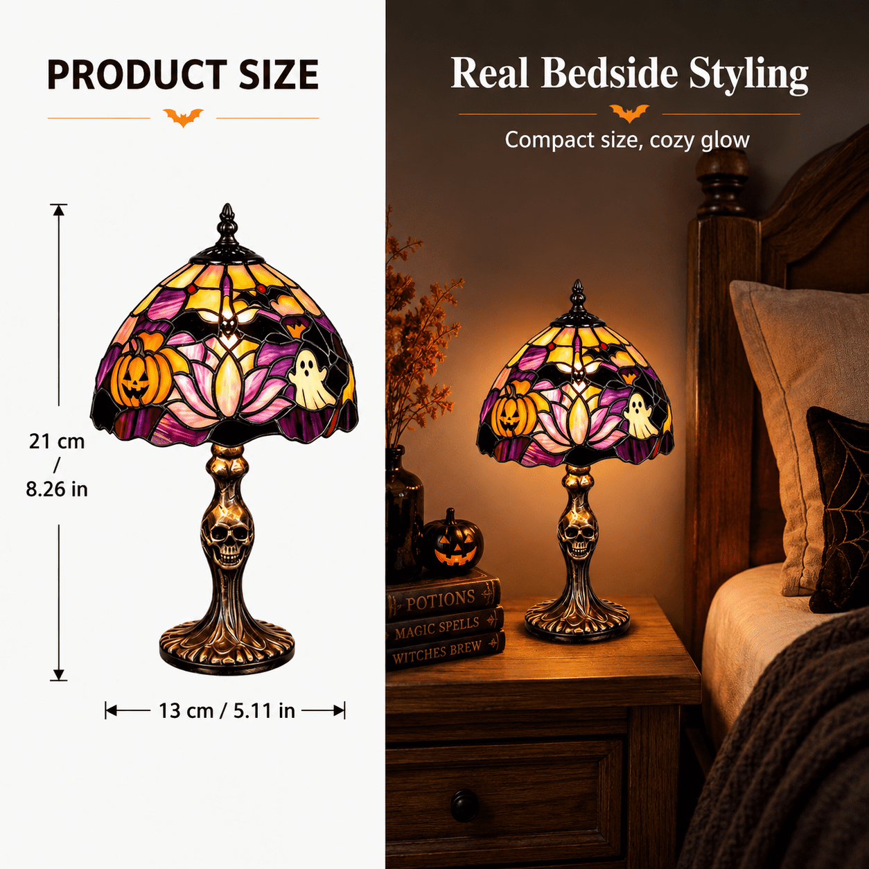 Diceymbol Halloween Decorations and Fall Decor, Halloween Venue Decoration Ghost Props LED Illuminated Ghost Decorations for Tabletop, Mantel, Shelf Indoor Outdoor 9.05 inch