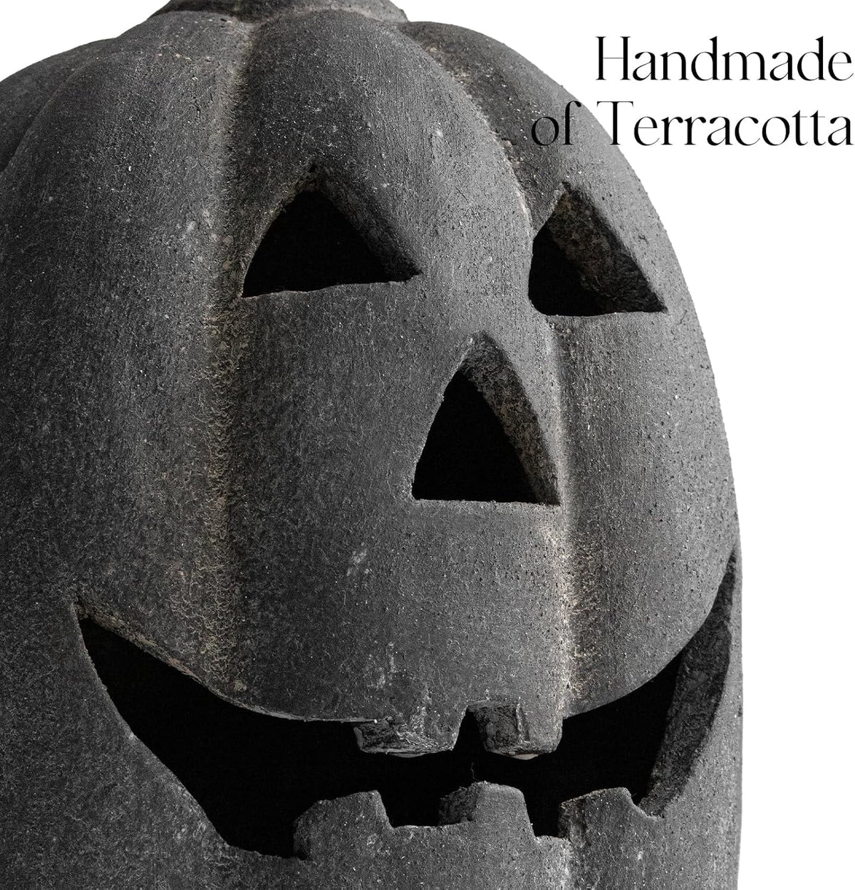 Halloween Decorations - 9.8" Black Handmade Resin Jack O Lantern Pumpkin Fall Decor, Indoor Outside Gothic Festival House Centerpiece Decoration for Table Garden Living Room Mantel