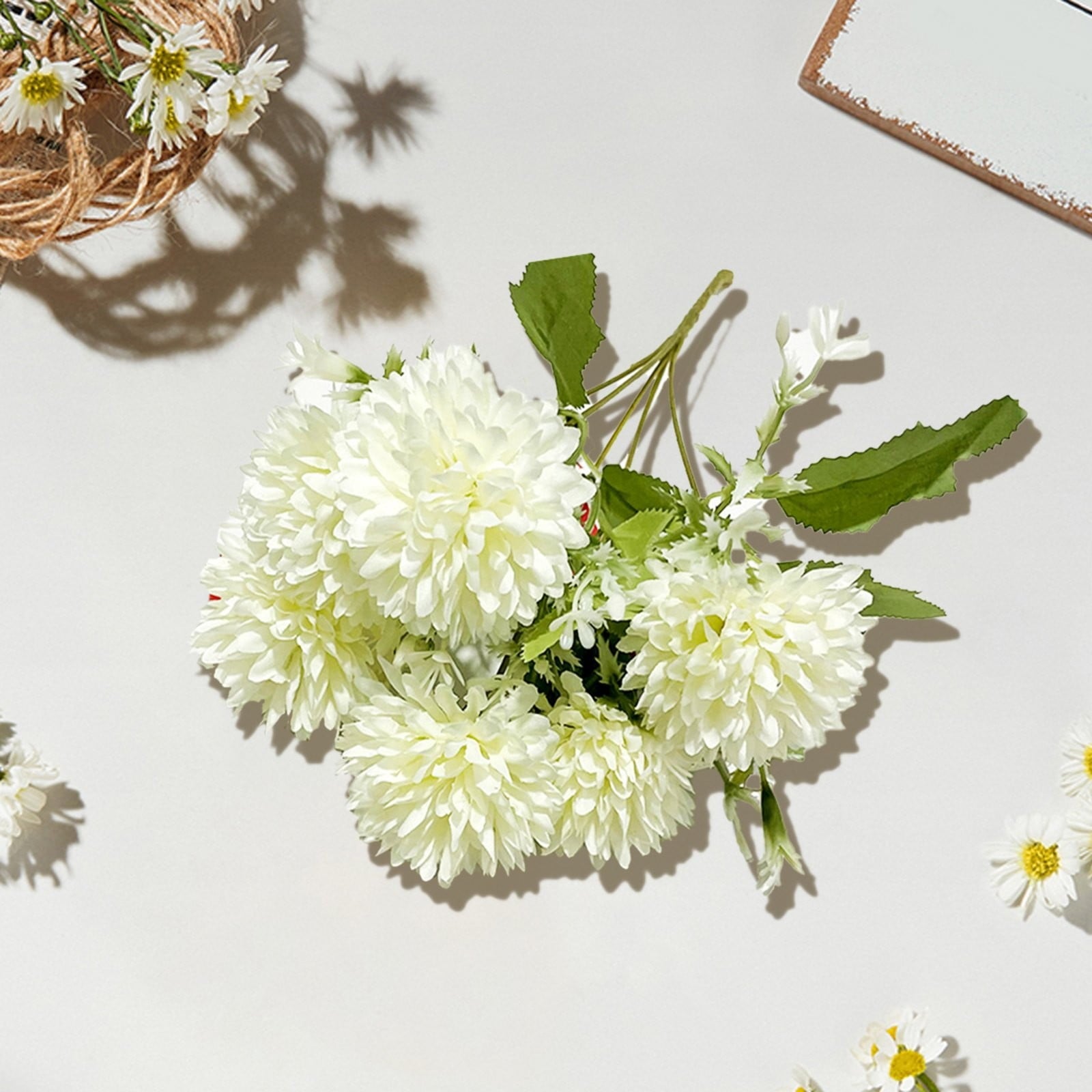 Artificial Fall Flowers Bouquet, 6 Heads Chrysanthemums Mum Spray, Fall Home Decor for Thanksgiving & Halloween, Wedding Bouquets, Kitchen Table Centerpieces, Autumn Decoration