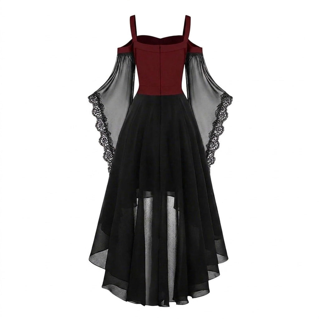 Witch Dress Women 2026 Halloween Costumes Woman Adults Medieval Vampire Butterfly Sleeve Mesh Gothic Outfits Red S