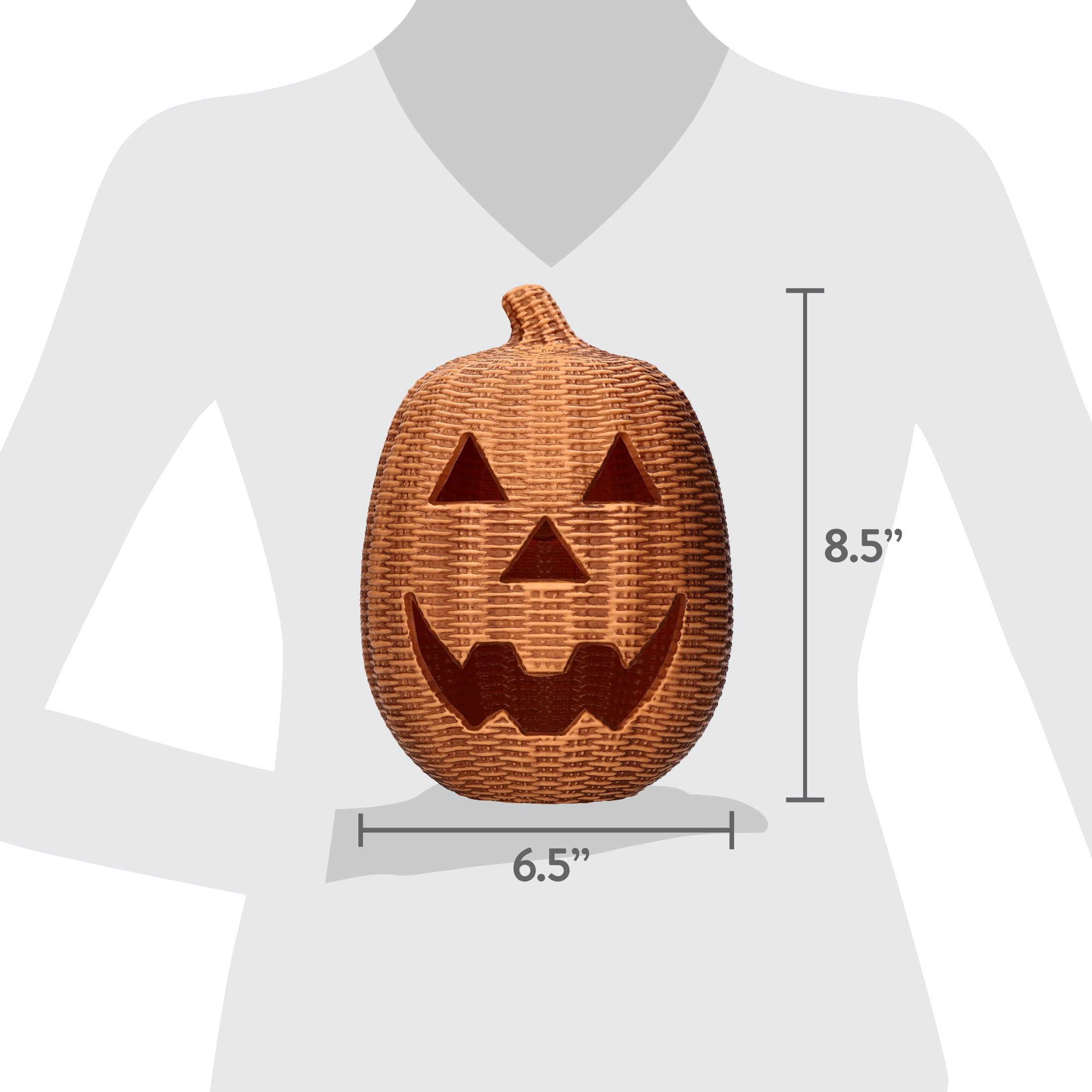 Light-Up Blow Mold Woven Jack-o'-Lantern Decoration, Brown, 12", Halloween by Way To Celebrate